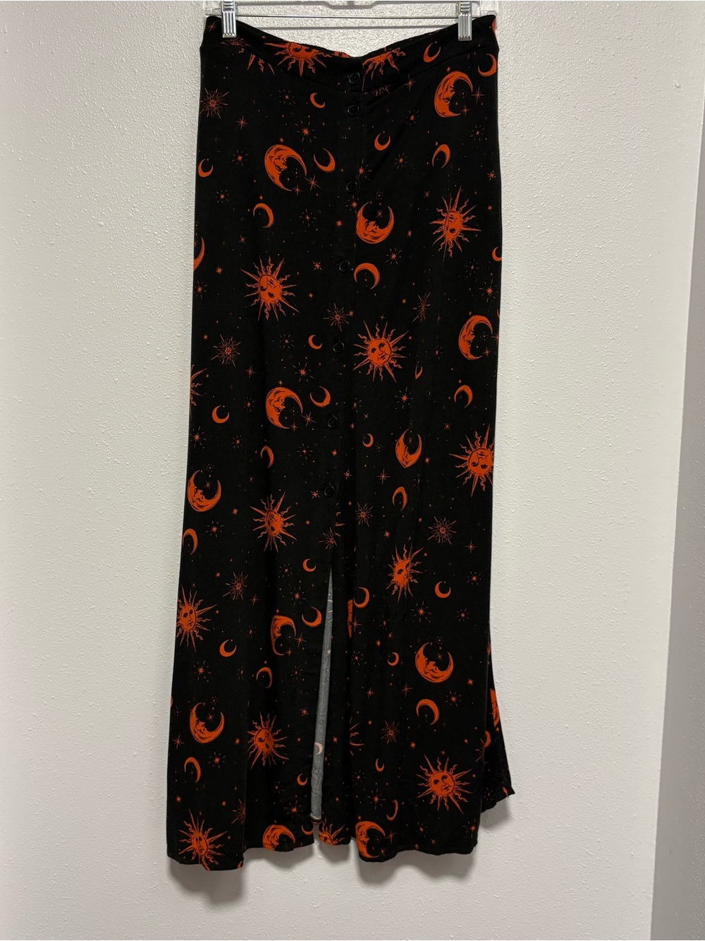 Hot Topic Black Orange Celestial Maxi Skirt Whimsigoth Goth Witchy Medium